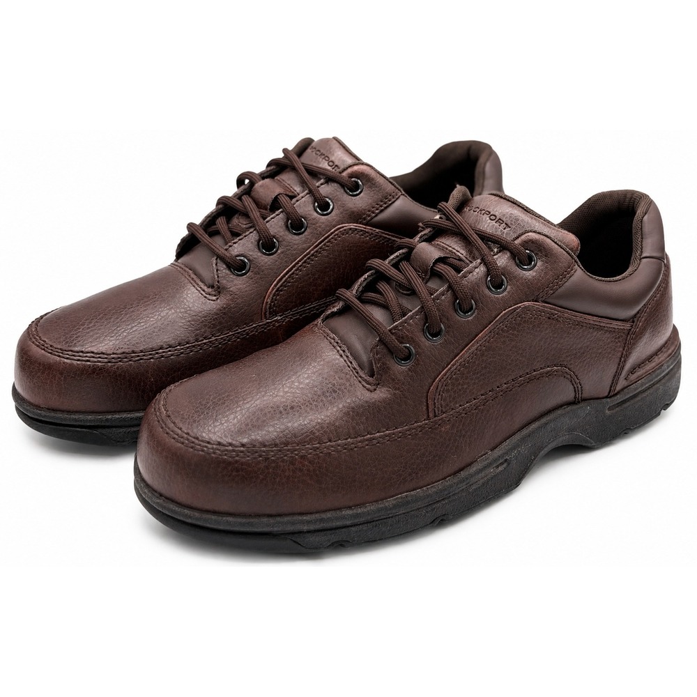 Rockport Ridgefield Eureka Men 10 Wide Brown Leather Walking Oxford Shoes K71201